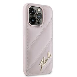 Karl Lagerfeld Diagonal Quilted Script case for iPhone 14 Pro - pink | Techbox