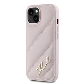 Karl Lagerfeld Diagonal Quilted Script case for iPhone 15 / 14 / 13 - pink | Techbox
