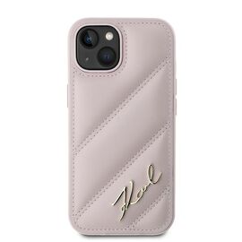Karl Lagerfeld Diagonal Quilted Script case for iPhone 15 Plus / 14 Plus - pink | Techbox