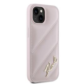 Karl Lagerfeld Diagonal Quilted Script case for iPhone 15 Plus / 14 Plus - pink | Techbox