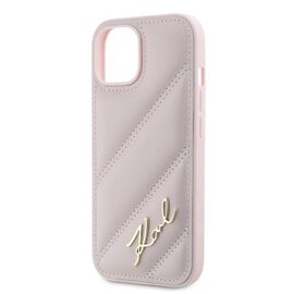 Karl Lagerfeld Diagonal Quilted Script case for iPhone 15 Plus / 14 Plus - pink | Techbox