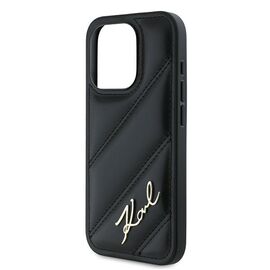 Karl Lagerfeld Diagonal Quilted Script case for iPhone 15 Pro - black | Techbox