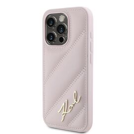Karl Lagerfeld Diagonal Quilted Script case for iPhone 15 Pro Max - pink | Techbox