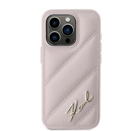 Karl Lagerfeld Diagonal Quilted Script case for iPhone 15 Pro Max - pink | Techbox