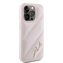 Karl Lagerfeld Diagonal Quilted Script case for iPhone 15 Pro Max - pink | Techbox