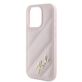Karl Lagerfeld Diagonal Quilted Script case for iPhone 15 Pro Max - pink | Techbox