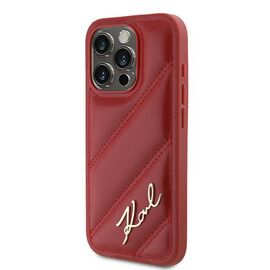 Karl Lagerfeld Diagonal Quilted Script case for iPhone 15 Pro - red | Techbox