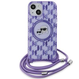 Karl Lagerfeld IML Crossbody Monogram Karl &amp; Choupette Head MagSafe case for iPhone 15 / 14 / 13 - purple - Uncategorized Cases (2) - Cases - Techbox