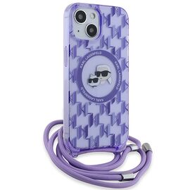 Karl Lagerfeld IML Crossbody Monogram Karl &amp; Choupette Head MagSafe case for iPhone 15 / 14 / 13 - purple - Uncategorized Cases (2) - Cases - Techbox