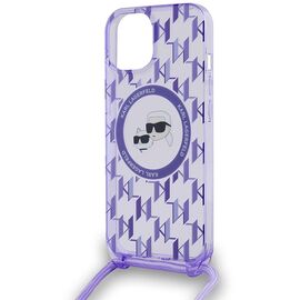 Karl Lagerfeld IML Crossbody Monogram Karl &amp; Choupette Head MagSafe case for iPhone 15 / 14 / 13 - purple - Uncategorized Cases (2) - Cases - Techbox