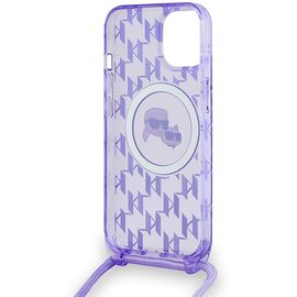 Karl Lagerfeld IML Crossbody Monogram Karl &amp; Choupette Head MagSafe case for iPhone 15 / 14 / 13 - purple - Uncategorized Cases (2) - Cases - Techbox
