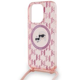 Karl Lagerfeld IML Crossbody Monogram Karl &amp; Choupette Head MagSafe Case for iPhone 15 Pro Max - Pink - Uncategorized Cases (2) - Cases - Techbox