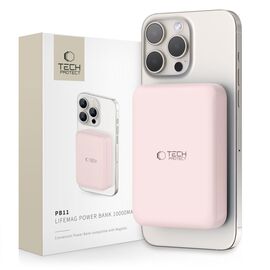 Tech-Protect LifeMag PB11 Powerbank with MagSafe 10000mAh 15W USB-C port - pink + USB-C cable - Powerbanks - Smartphone Chargers - Techbox