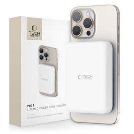 Tech-Protect LifeMag PB11 Powerbank with MagSafe 10000mAh 15W USB-C port - white + USB-C cable - Powerbanks - Smartphone Chargers - Techbox