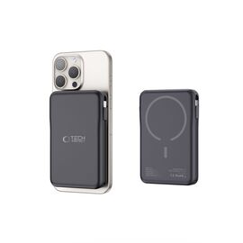 Tech-Protect LifeMag PB31 Powerbank with MagSafe 10000mAh 15W USB-C / USB-A / built-in USB-C / Lightning cables - black - Powerbanks - Smartphone Chargers - Techbox