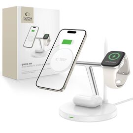 Tech-Protect QI15W-A35 3-in-1 Inductive Charger with MagSafe for Phone / AirPods / Apple Watch - White | Techbox