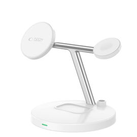 Tech-Protect QI15W-A35 3-in-1 Inductive Charger with MagSafe for Phone / AirPods / Apple Watch - White | Techbox