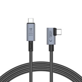 Tech-Protect UltraBoost Max L USB-C 4.0 (straight) / USB-C 4.0 (angled) PD 240W 8K 40Gbps 1.5m Cable - Gray | Techbox