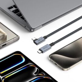 Tech-Protect UltraBoost Max L USB-C 4.0 (straight) / USB-C 4.0 (angled) PD 240W 8K 40Gbps 1.5m Cable - Gray | Techbox