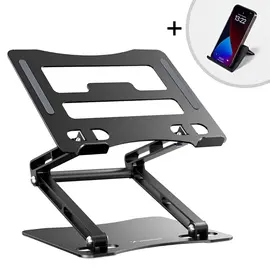Laptop stand Wozinsky WRS-CPY75DSB aluminum + Free! smartphone stand - black | Techbox