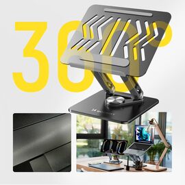 Laptop stand Wozinsky WRS-CPY84SB 360 aluminum + Free! smartphone stand - black | Techbox