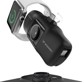 Wozinsky WF16-YCS 5000mAh 15W USB-C Mini Power Bank with Built-in USB-C Cable and Apple Watch Charger - Black | Techbox