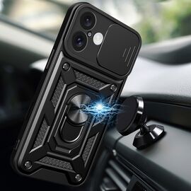Hybrid Armor Camshield iPhone 16 Plus Armored Case with Camera Cover and Stand - Black | Techbox