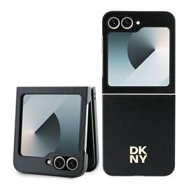 DKNY Leather Metal Stack Logo Case for Samsung Galaxy Z Flip 6 - Black | Techbox