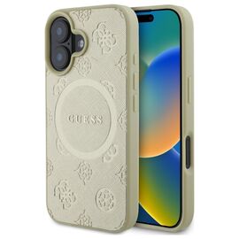 Guess Saffiano Peony Classic Logo MagSafe case for iPhone 16 - gold | Techbox