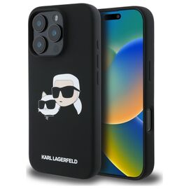 Karl Lagerfeld Silicone Case Heads Print MagSafe for iPhone 16 Pro - Black | Techbox