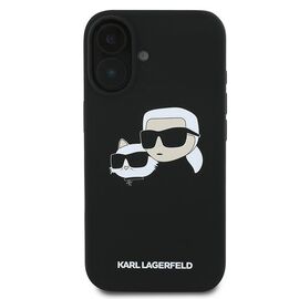 Karl Lagerfeld Silicone Case Nauble Heads Print MagSafe for iPhone 16 Plus - Black | Techbox