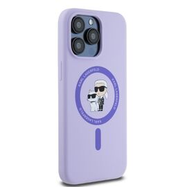 Karl Lagerfeld Silicone Karl&amp;Choupette Heads Ring MagSafe Case for iPhone 15 Pro Max - Purple - Apple Cases - Cases - Techbox