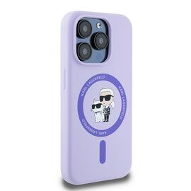 Karl Lagerfeld Silicone Karl&amp;Choupette Heads Ring MagSafe Case for iPhone 15 Pro - Purple - Apple Cases - Cases - Techbox