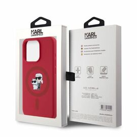Karl Lagerfeld Silicone Karl&amp;Choupette Heads Ring MagSafe Case for iPhone 15 Pro - Red - Apple Cases - Cases - Techbox