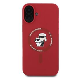 Karl Lagerfeld Silicone Karl&amp;Choupette Heads Ring MagSafe Case for iPhone 16 Plus - Red - Apple Cases - Cases - Techbox