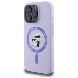 Karl Lagerfeld Silicone Karl&amp;Choupette Heads Ring MagSafe Case for iPhone 16 Pro - Purple - Apple Cases - Cases - Techbox