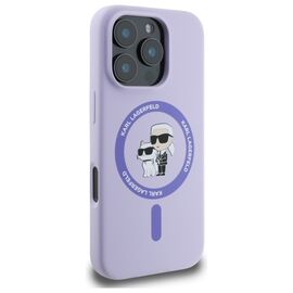 Karl Lagerfeld Silicone Karl&amp;Choupette Heads Ring MagSafe Case for iPhone 16 Pro - Purple - Apple Cases - Cases - Techbox