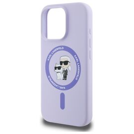 Karl Lagerfeld Silicone Karl&amp;Choupette Heads Ring MagSafe Case for iPhone 16 Pro - Purple - Apple Cases - Cases - Techbox