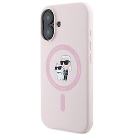 Karl Lagerfeld Silicone Karl&amp;Choupette Heads Ring MagSafe iPhone 16 Case - Pink - Apple Cases - Cases - Techbox