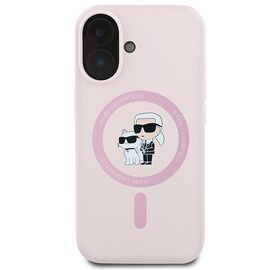 Karl Lagerfeld Silicone Karl&amp;Choupette Heads Ring MagSafe iPhone 16 Case - Pink - Apple Cases - Cases - Techbox