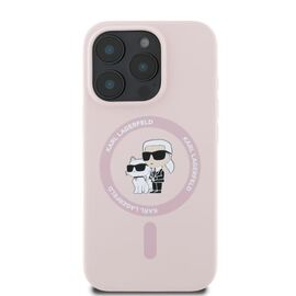 Karl Lagerfeld Silicone Karl&amp;Choupette Heads Ring MagSafe Case for iPhone 16 Pro Max - Pink - Apple Cases - Cases - Techbox