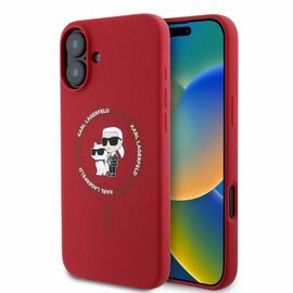 Karl Lagerfeld Silicone Karl&amp;Choupette Heads Ring MagSafe iPhone 16 Case - Red - Apple Cases - Cases - Techbox