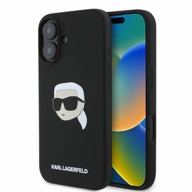 Karl Lagerfeld Silicone Karl Head Print MagSafe iPhone 16 Case - Black | Techbox