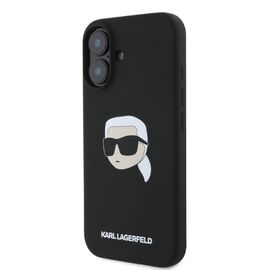 Karl Lagerfeld Silicone Karl Head Print MagSafe iPhone 16 Case - Black | Techbox