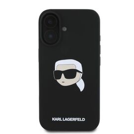 Karl Lagerfeld Silicone Karl Head Print MagSafe iPhone 16 Case - Black | Techbox