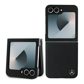 Mercedes Leather Wood Imitation MagSafe Case for Samsung Galaxy Z Flip 6 - Black | Techbox