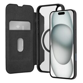 Puro Book Mag MagSafe Leather Case with Flap and Card Slot for iPhone 16 - Black | Techbox