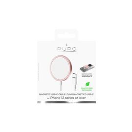 Puro Magnetic Wireless Induction Charging Station USB-C, MagSafe compatible, 1m, pink | Techbox