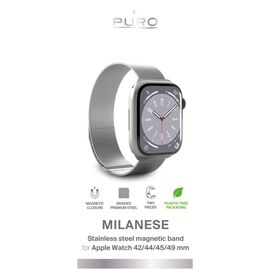 Puro Milanese Stainless Steel Strap for Apple Watch 42 / 44 / 45 / 49 mm - Silver - Accessories - Smartwatches & Accessories - Techbox