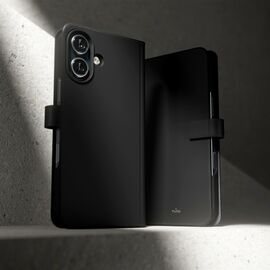Puro Wallet Detachable MagSafe 2in1 PU Leather Case with Flap and Wallet for iPhone 16 - Black - Apple Cases - Cases - Techbox
